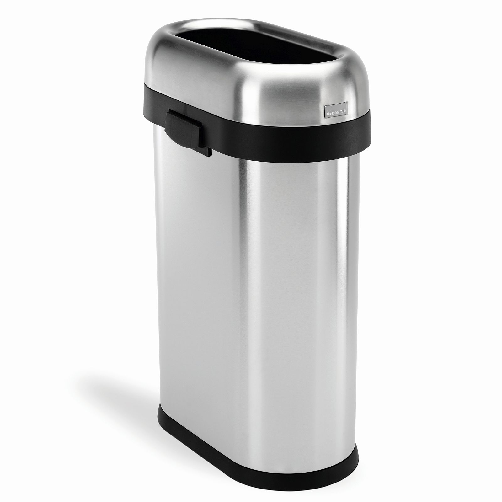 Levně Odpadkový koš Simplehuman pro obchodní prostory – 50 L, SLIM, otevřený, kartáčovaný nerez