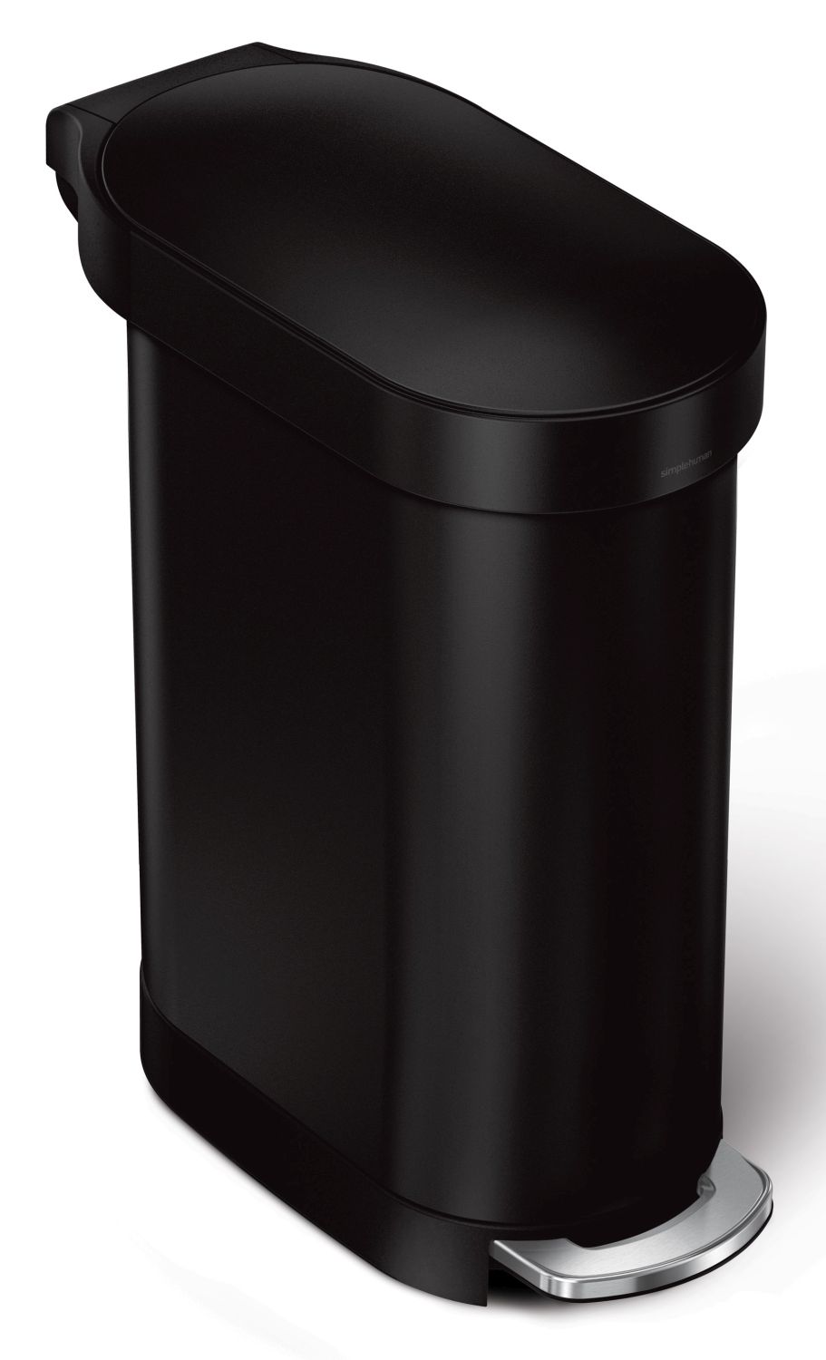 Levně Úzký pedálový odpadkový koš Simplehuman Slim – 45 l, matná černá ocel