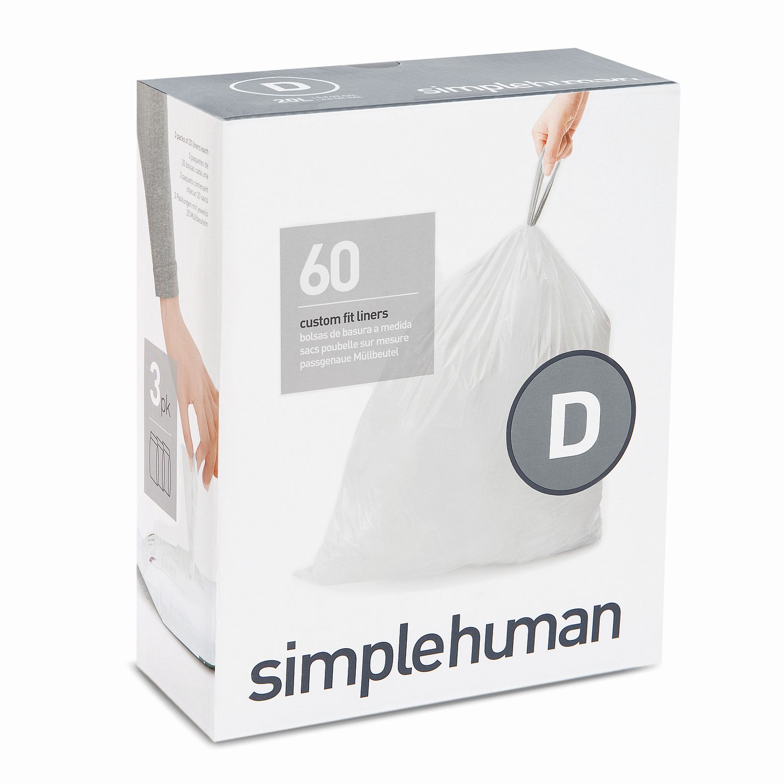 Levně Sáčky do odpadkového koše 20 L, Simplehuman typ D, zatahovací, 3 x 20 ks ( 60 sáčků ) WP