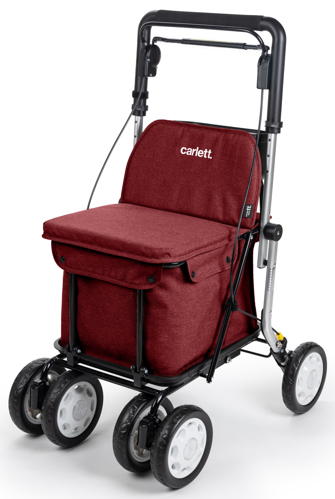 Carlett Senior Assist chodítko, taška na kolečkách, brzda, sedák, rubínová, 38L