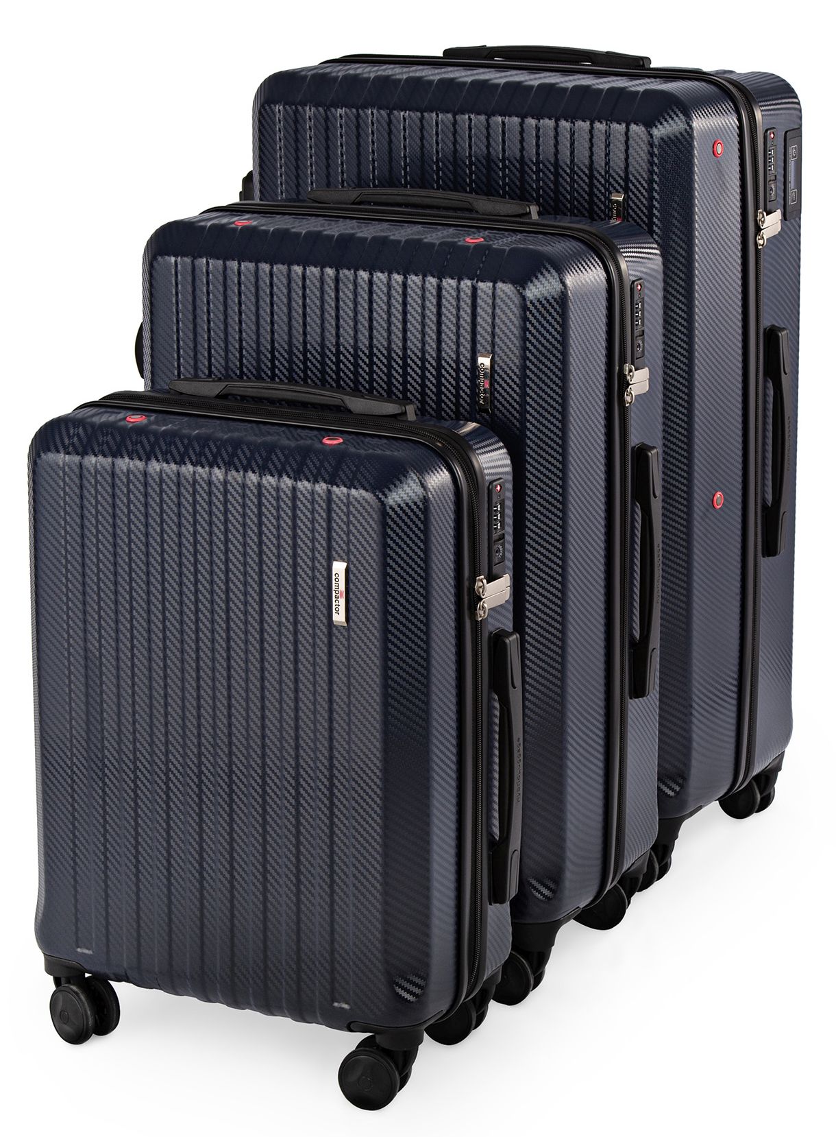 Sada 3ks cestovních kufrů Compactor Hybrid Luggage S+L+XL Vacuum System, tmavě modrá