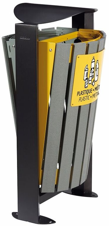 Levně Rossignol SAS Venkovní koš na tříděný odpad - plasty, směsný, Rossignol Arkea 59285, 2x60 L, žlutý, šedý