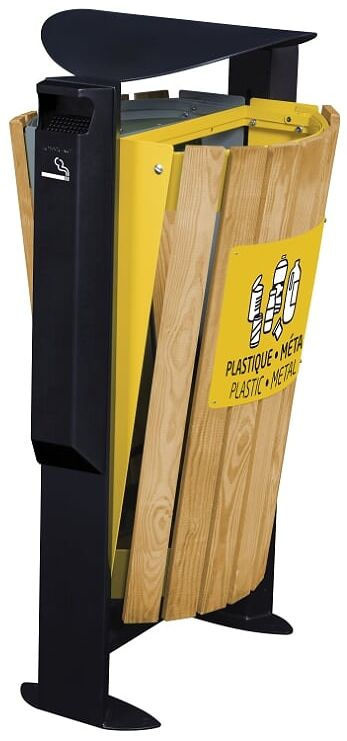 Levně Rossignol SAS Venkovní koš na tříděný odpad, s popelníkem, Rossignol Arkea 56369, 2x60 L, šedý, žlutý