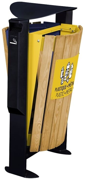 Levně Rossignol SAS Venkovní koš na tříděný odpad, s popelníkem, Rossignol Arkea 56371, 2x60 L, modrý, žlutý