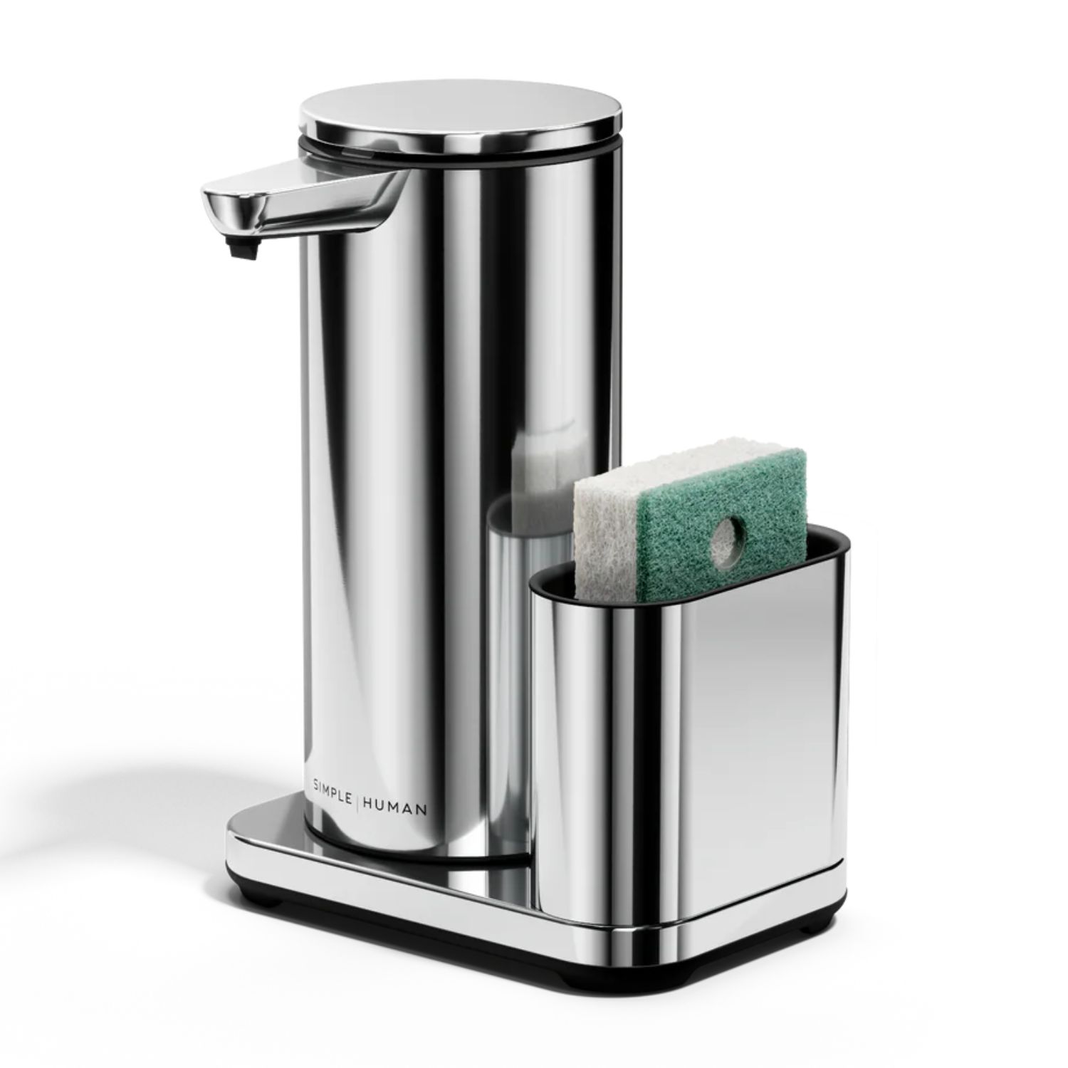 Levně Simplehuman bezdotykový dávkovač – 414 ml + držák houbičky, lesklá nerez, dobíjecí