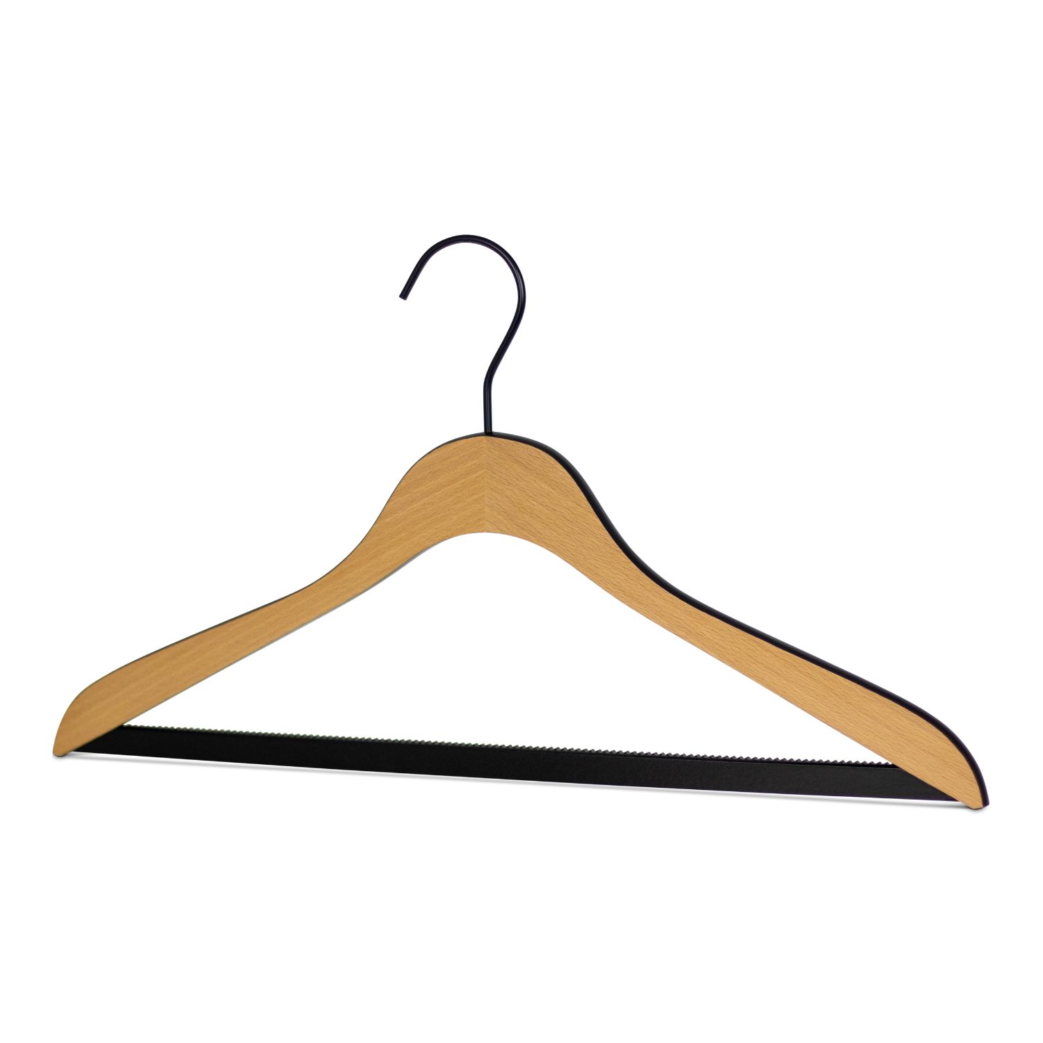 Levně MAWA dřevěné ramínko LOFT, premium design, s tyčí s vroubkováním, 44 cm, hnědo-černé