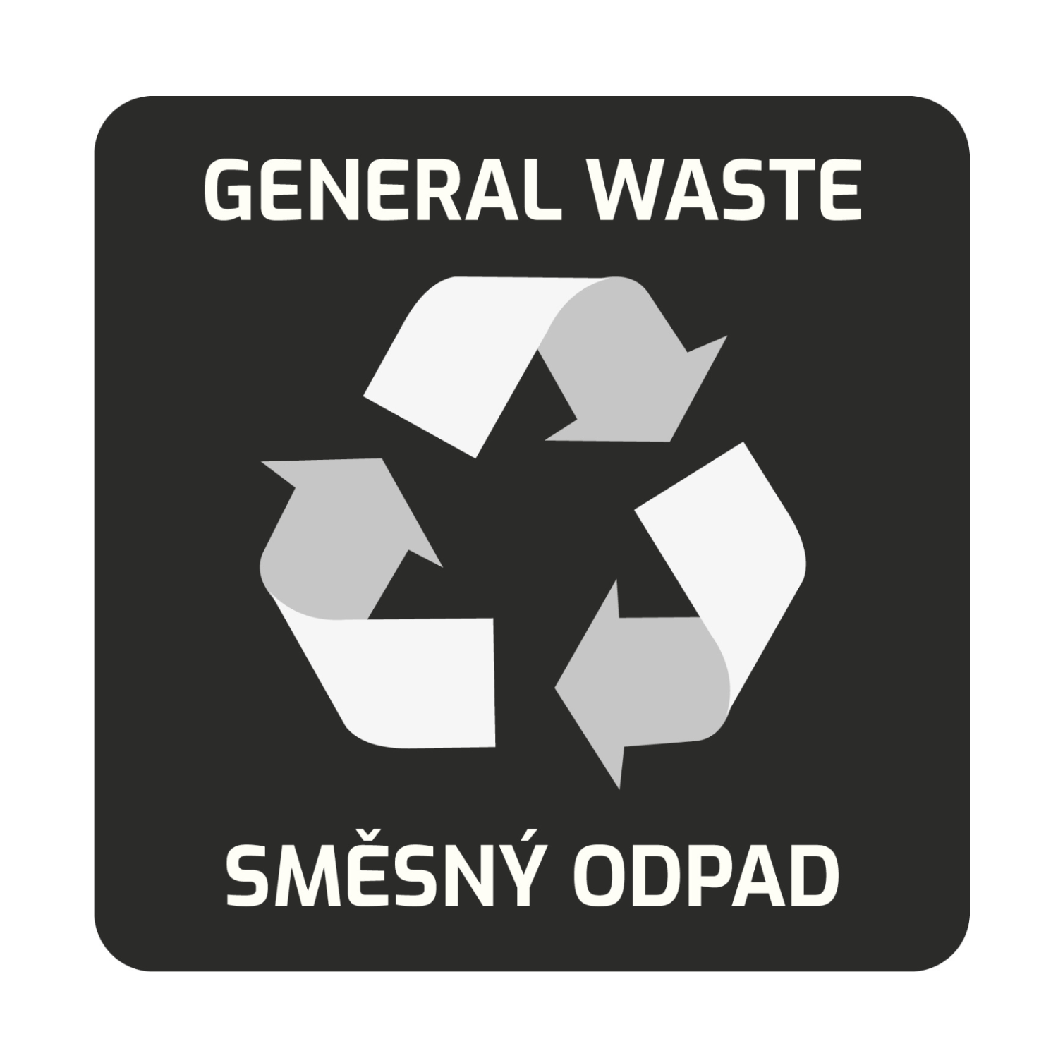 Levně Samolepka pro odpadkový koš pro tříděný odpad - SMĚS, černá, 12 x 12 cm