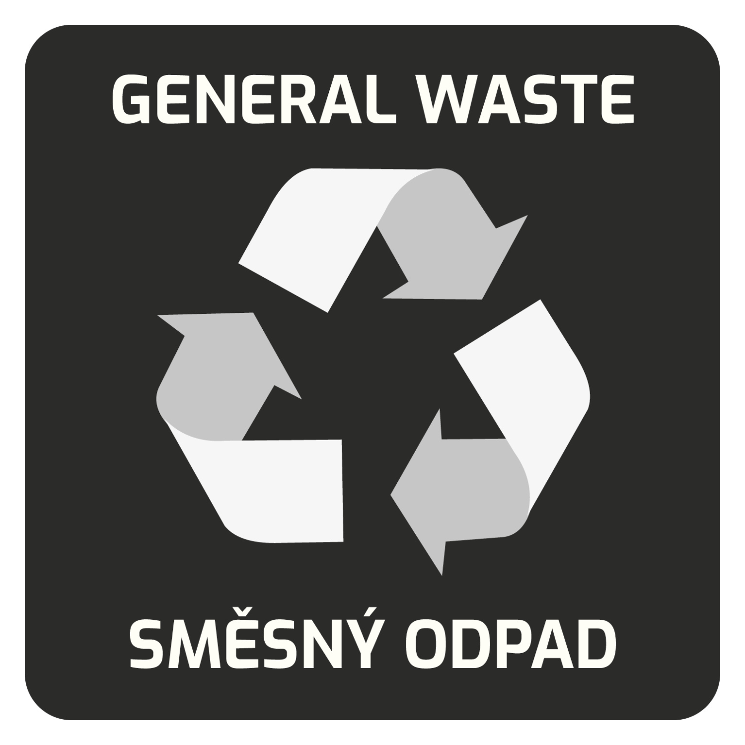 Levně Samolepka pro odpadkový koš pro tříděný odpad - SMĚS, černá, 8 x 8 cm