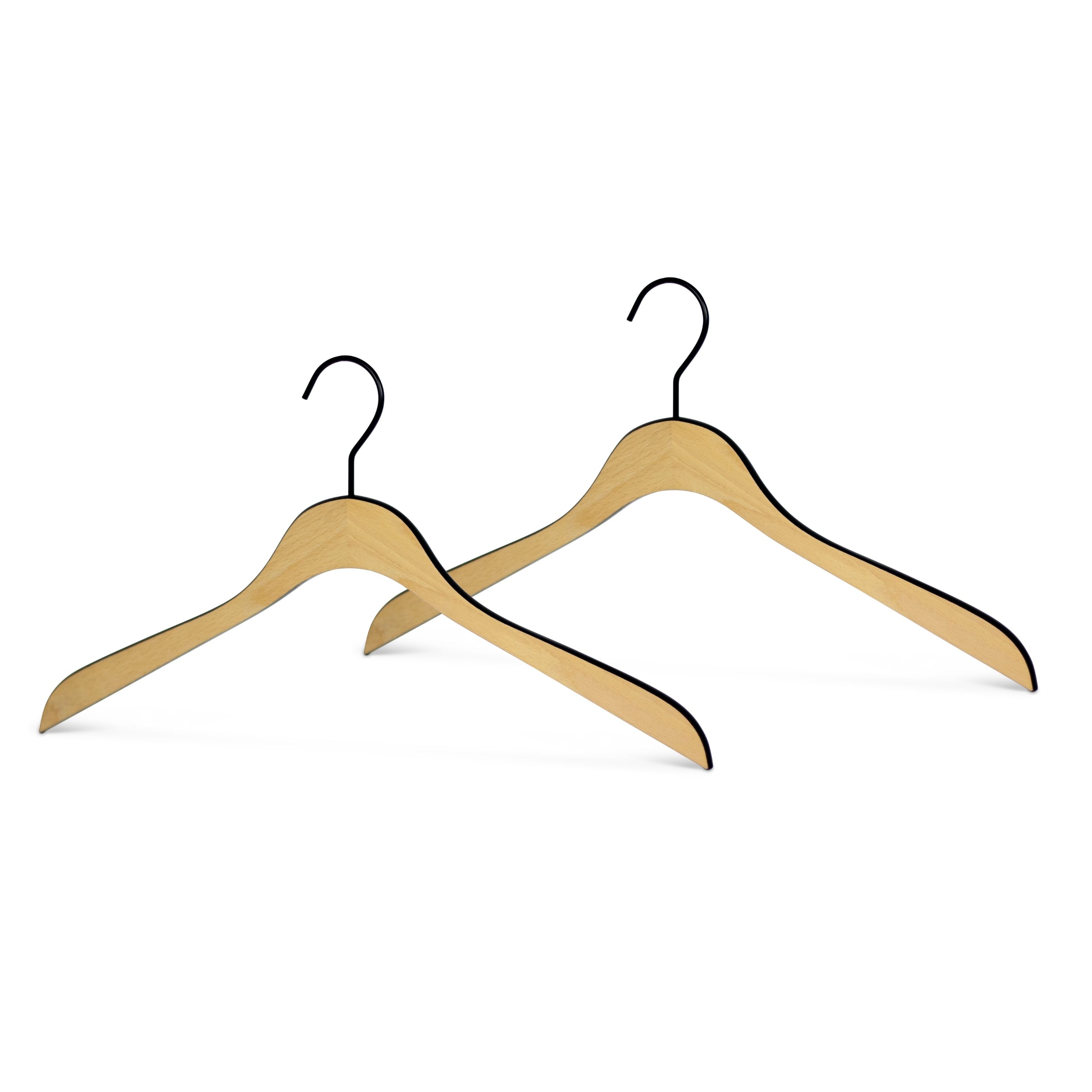 Levně MAWA dřevěné ramínko LOFT, premium design, 44 cm, hnědo-černé, 2 ks