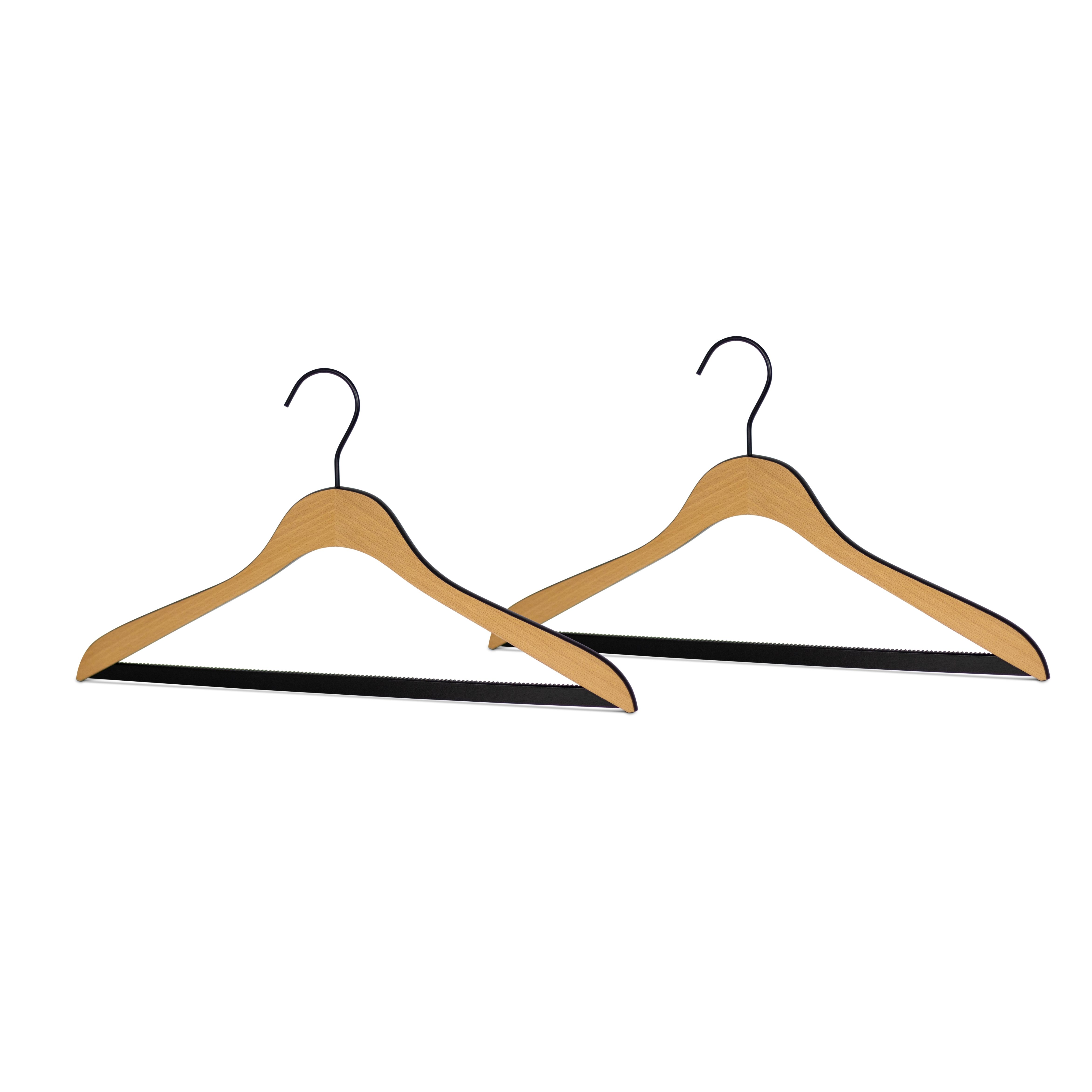 Levně MAWA dřevěné ramínko LOFT, premium design, s tyčí s vroubkováním, 44 cm, hnědo-černé, 2 ks
