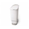 Pedálový odpadkový koš Simplehuman – 40 l, úzký, bílý plast, CW1362