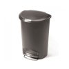 Pedálový odpadkový koš Simplehuman – 50 l, půlkulatý, plast, šedý