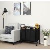 Praktický černý pojízdný koš na třídění prádla, objem 3x8L, Songmics LSF003B