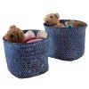 Kulaté odkládací košíky na bytové doplňky - modré