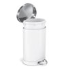 Odpadkový koš s pedálem, objem 6 L, půlkulatý, bílá a matná ocel, Simplehuman CW1835CB