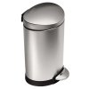 Pedálový odpadkový koš Simplehuman – 6 l, půlkulatý, matná ocel, FPP