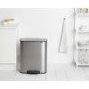 Pedálový koš na tříděný odpad, objem 60L, matná ocel, Brabantia Bo 211324