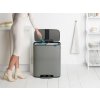 Koš na tříděný odpad, pedálový, minerální šedá, objem 2x30 L, Brabantia 211485