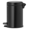Brabantia pedálový odpadkový koš 3l matná černá ze zadu 113321