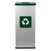 Koš na tříděný odpad Eko Square 90 l, zelené víko lakovaná ocel přední strana