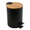 Spirella pedálový odpadkový koš ADONIS, matná černá ocel, bambusové víko, 3 L