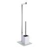 Bílý MSV stojan na toaletní papír s WC štětkou SQUARE