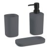 MSV sada 3 ks koupelnových doplňků LONA, tmavě šedá, plast