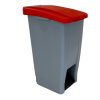 Denox nášlapný odpadkový koš na tříděný odpad 60 L, červené víko s kolečky