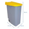 Odpadkový koš RECICLO na tříděný odpad 85 L, žluté víko