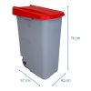 Odpadkový koš RECICLO na tříděný odpad 85 L, červené víko
