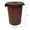 Rozměry hnědé nádoby na odpad Denox s víkem, gastro