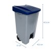 Denox nášlapný odpadkový koš 120 l, rozměry