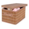 Compactor skládací úložný box s víkem NAGO - M, bambus v látkou, karton_02