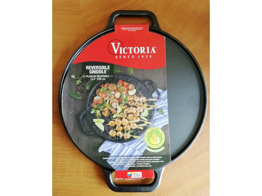 Victoria Victoria 12.5 Round Reversible Cast Iron Griddle with Wire  Handles, Large, Seasoned in the Cooking Pans & Skillets department at