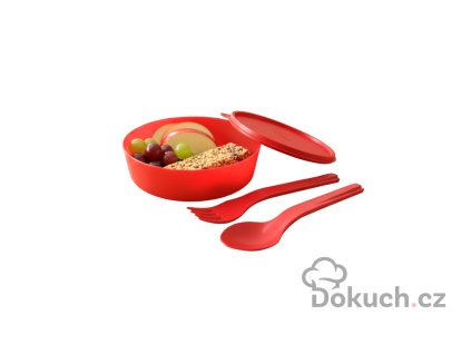 Sada na svačinu s příborem (Červená)