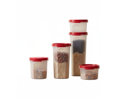 Praktické dózy do spíže od tupperware řada stále sypké červená víka