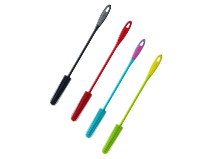 SLIM kartáč na láhve Kochblume. Extra tenký, 46 cm dlouhý, BPA-free silikon. Perfektní pro úzké lahve, lahvičky i hluboké nádoby,barvy