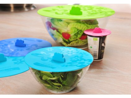 Kochblume- víko FrischFIXX 22cm, uzavírací víko na misky, na skleněné nádoby, na hrnce, vhodné do lednice, či na servírování, víko se podtlakem přichytne,foto