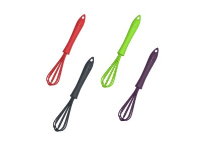 Kochblume metla S – malá, flexibilní a odolná do 260 °C. Perfektní na dresinky, krémy, těsta i kaše. BPA-free silikon, nerezové jádro, vhodná do myčky, barvy