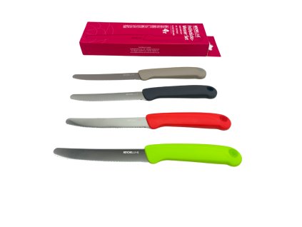 Snídaňové nože, Praktické malé nože ideální na loupání a krájení ovoce i zeleniny. Skvěle padnou do ruky a hodí se i ke stolování – na máslo, džem či pomazánky, mix barev