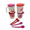 Sada barevných Hrnků tupperware, se lžičkami