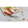 Kochblume, univerzální nůžky na zeleninu, na drůbež, na zahradu, červené na prkénku, zelenina