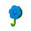 Háček Kochblume s přísavkou, tvar květiny, do kuchyně či koupelny,modrý