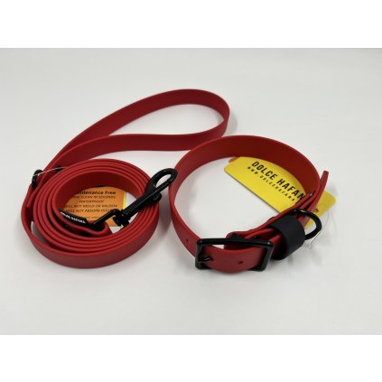 Set Tradiční obojek Standard červená & černá + vodítko 150 cm