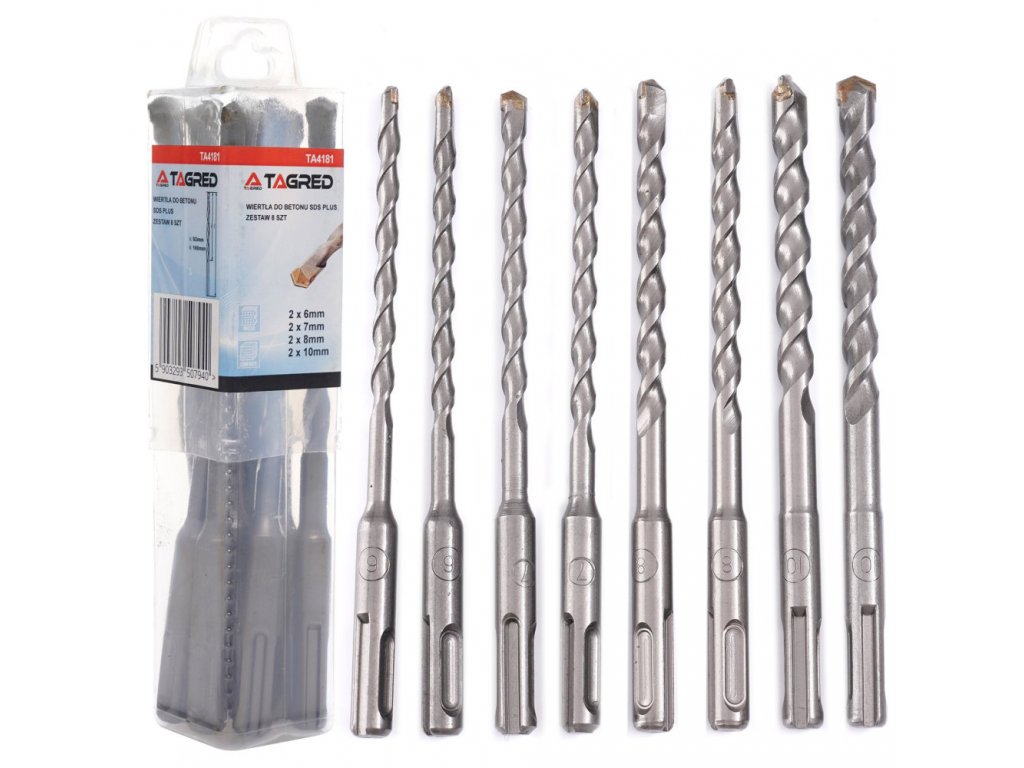 Sada vrtáků do zdiva SDS Plus, sada 8ks, 6 10mm, délka160mm Tagred TA4181