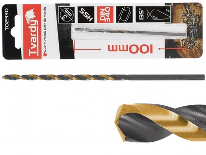 25802 vrtak do kovu prodlouzeny hss m2 tin din 340 3mm tvardy geko t02330