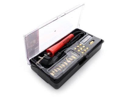 27483 hrotova pajka pyrograf vypalovacka do dreva kuze 60w s nastavci 23 dilu kraft dele kd10112