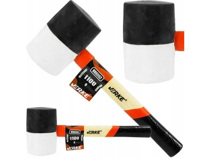 Gumové kladivo s dřevěnou rukojetí 1100g, Verke V86552 1