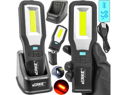 LED svítilna 550 lm + 250 lm, 2000 mAh se základnou, Verke V87554 1