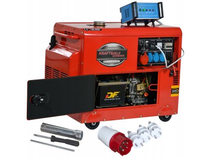 Naftový generátor proudu elektrocentrála AVR 230 400V 7000W + ATS, Kraft&Dele KD121 1